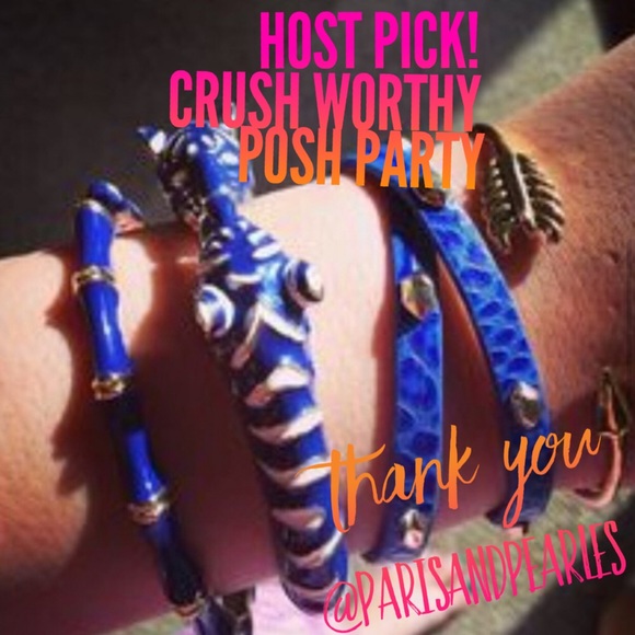 Stella & Dot | Dainty Gold Bangle Bracelet COBALT BLUE+Gold Julep Bangle - Picture 5 of 11